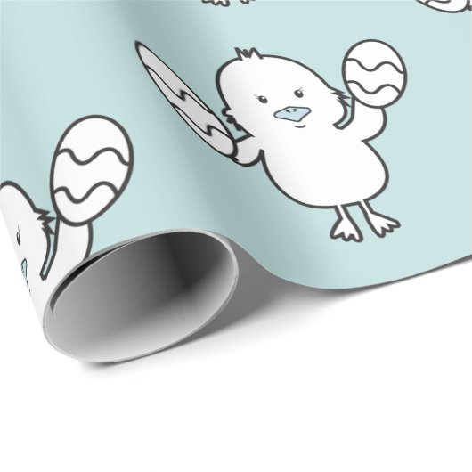Pastel Blue Cute Easter Chick & Eggs Pattern Cadeaupapier (Rol Hoek)