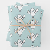Pastel Blue Cute Easter Chick & Eggs Pattern Inpakpapier Vel (In situ)