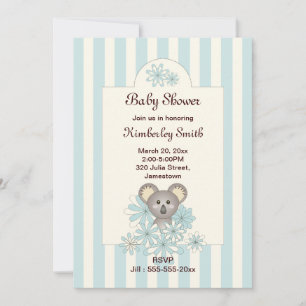 Pastel Blue Cute Koala Boy Baby shower Uitnodiging