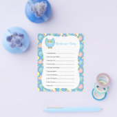 Pastel Blue Cute Owl Baby shower Thema - Wishes Flyer (Enkel)