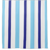 Pastel Blue Deep Blue White Summer Stripes Douchegordijn (Voorkant)