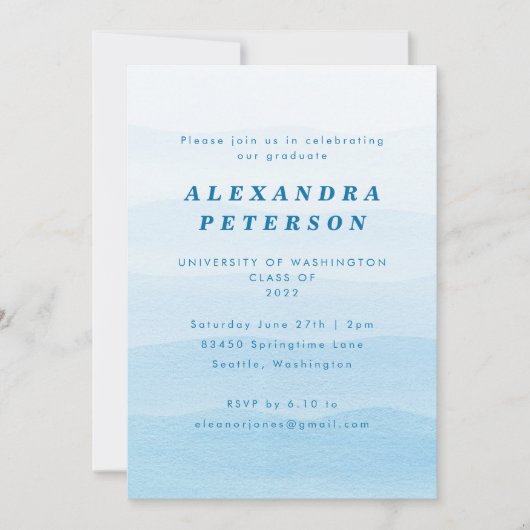 Pastel Blue Dip Dye Ombre Photo Graduparty Kaart (Voorkant)
