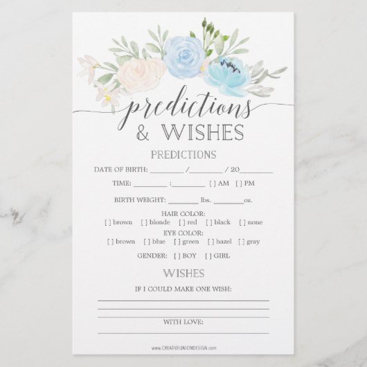 Pastel Blue Double Sided Baby shower Games (Voorkant)