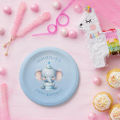 Pastel Blue Elephant Verjaardag Papieren Bordje (Feest)
