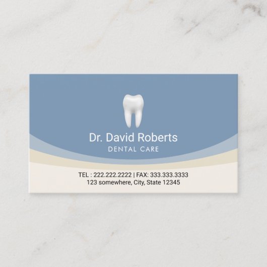 Pastel Blue en beige Professional Dental Care Afsprakenkaartje (Voorkant)