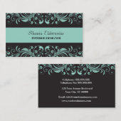 Pastel Blue en Black Damask Visitekaartje (Voorkant / Achterkant)