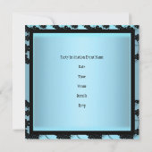 Pastel Blue en Black Flowers 40th Birthday Kaart (Achterkant)