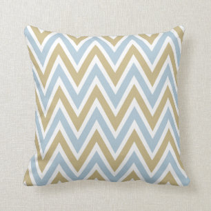 Pastel Blue en Brown Chevron Zigzag Kussen