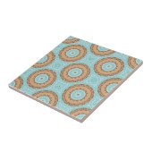 Pastel Blue en Camel Brown Moroccan Mosaic Pattern Tegeltje (Zijkant)