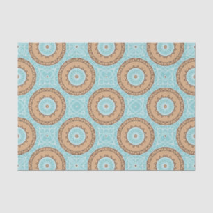 Pastel Blue en Camel Brown Moroccan Mosaic Pattern Tissuepapier