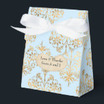 Pastel Blue en Gold  Damask Bedankdoosjes<br><div class="desc">Antiek gunstdoos in accenten van babyblauw en faux glitter goud om het collectie hieronder aan te vullen.</div>