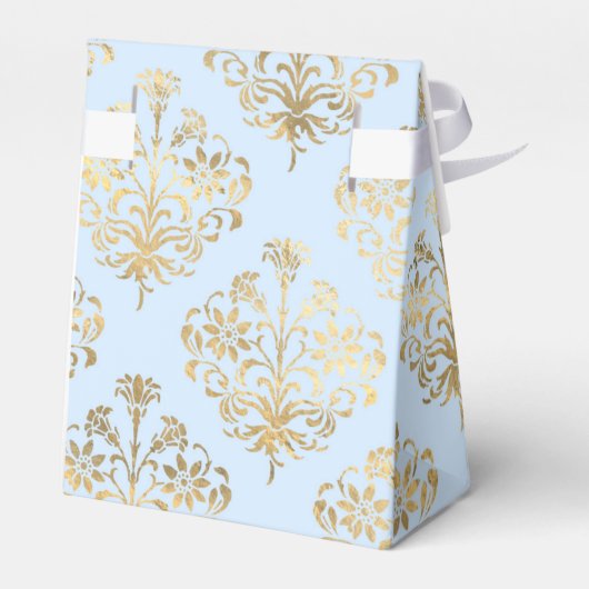 Pastel Blue en Gold  Damask Bedankdoosjes (Achterkant)