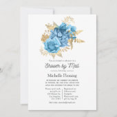 Pastel Blue en Gold Floral Shower per mail Kaart (Voorkant)