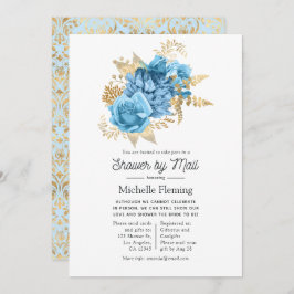 Pastel Blue en Gold Floral Shower per mail Kaart