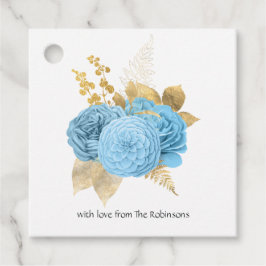 Pastel Blue en Gold Floral Wedding Bedankjes Labels
