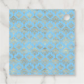 Pastel Blue en Gold Floral Wedding Bedankjes Labels (Achterkant)