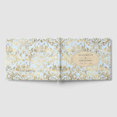 Pastel Blue en Gold Floral Wedding Gastenboek (Volledig)