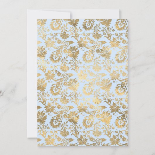 Pastel Blue en Gold Floral Wedding Kaart (Achterkant)