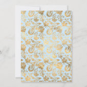 Pastel Blue en Gold Floral Wedding Kaart (Achterkant)