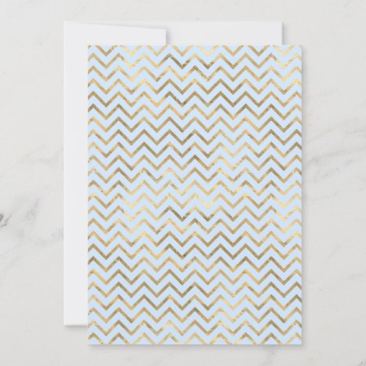 Pastel Blue en Gold Floral Wedding Save The Date (Achterkant)