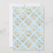 Pastel Blue en Gold Floral Wedding Update Kaart (Achterkant)