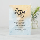 Pastel Blue en Gold Marble | 40e verjaardag Kaart (Staand voorkant)