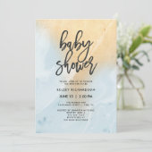 Pastel Blue en Gold Marble | Baby shower Kaart (Staand voorkant)