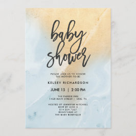 Pastel Blue en Gold Marble | Baby shower Kaart