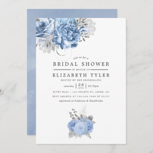 Pastel Blue en Gold  Roos Vrijgezellenfeest Kaart (Voorkant / Achterkant)