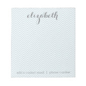 Pastel Blue en Gray Chevrons Aangepaste naam Notitieblok (Voorkant)
