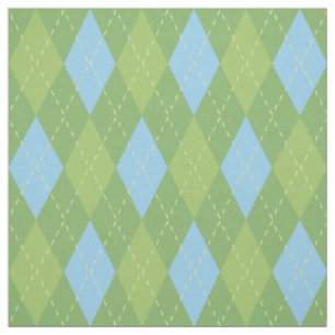 Pastel Blue en Green Argyle Pattern Stof
