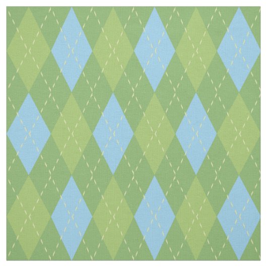 Pastel Blue en Green Argyle Pattern Stof (Swatch)