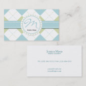 Pastel Blue en Green Checker Patronen Visitekaartje (Voorkant / Achterkant)