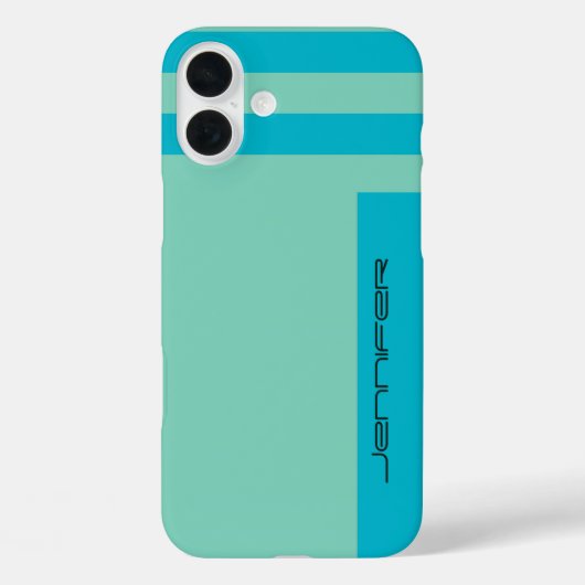 Pastel Blue en Green Two Way Stripe, Name, Simple Case-Mate iPhone Case (Achterkant)