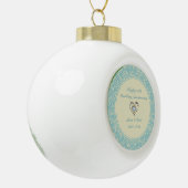 Pastel Blue en Kreme Floral Damaskers Keramische Bal Ornament (Links)