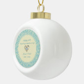 Pastel Blue en Kreme Floral Damaskers Keramische Bal Ornament (Rechts)