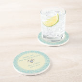 Pastel Blue en Kreme Floral Damaskers Zandsteen Onderzetter (Zijkant)