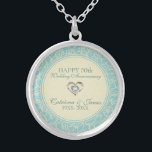 Pastel Blue en Kreme Floral Damaskers Zilver Vergulden Ketting<br><div class="desc">Elegant pastel blauw ontwerp met beige elegant bloemenklep</div>