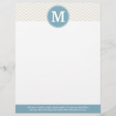 Pastel Blue en Linen Chevrons Aangepaste Monogramm Briefhoofd Ontwerp (Voorkant)