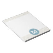 Pastel Blue en Linen Chevrons Aangepaste Monogramm Notitieblok (Schuin)
