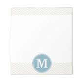 Pastel Blue en Linen Chevrons Aangepaste Monogramm Notitieblok (Voorkant)