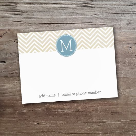 Pastel Blue en Linen Chevrons Aangepaste Monogramm Post-it® Notes