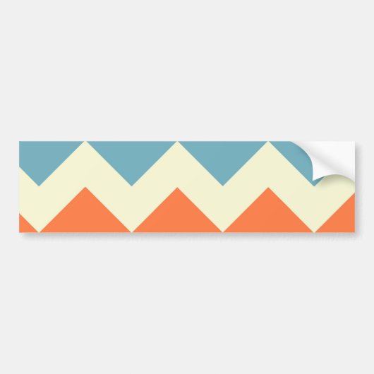 Pastel Blue en Oranje Chevron Stripes Bumpersticker (Voorkant)