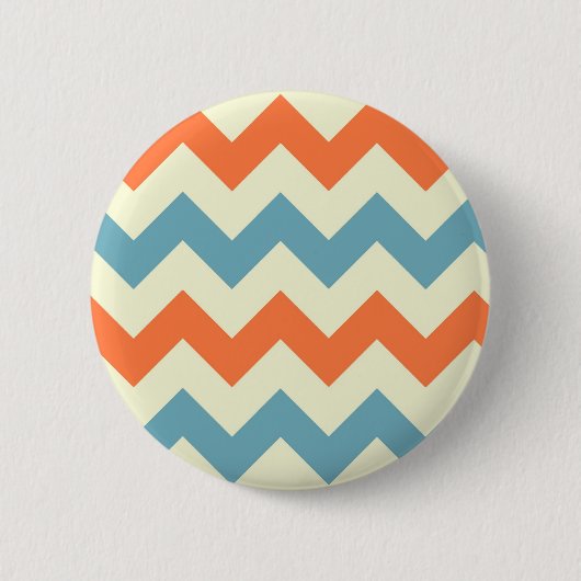 Pastel Blue en Oranje Chevron Stripes Ronde Button 5,7 Cm (Voorkant)