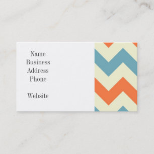 Pastel Blue en Oranje Chevron Stripes Visitekaartje