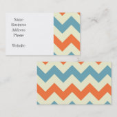 Pastel Blue en Oranje Chevron Stripes Visitekaartje (Voorkant / Achterkant)