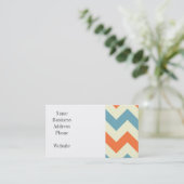 Pastel Blue en Oranje Chevron Stripes Visitekaartje (Staand voorkant)