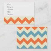 Pastel Blue en Oranje Chevron Stripes Visitekaartje (Voorkant / Achterkant)