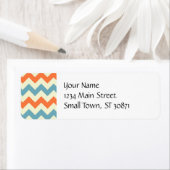 Pastel Blue en Oranje Chevron Stripes Zig Zags Etiket (Insitu)