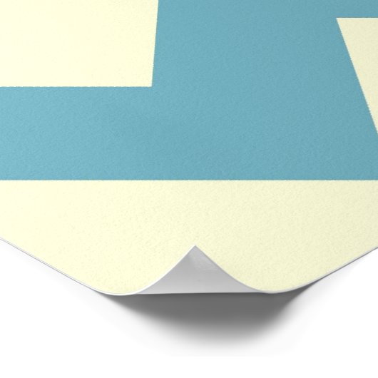 Pastel Blue en Oranje Chevron Stripes Zig Zags Poster (Hoek)